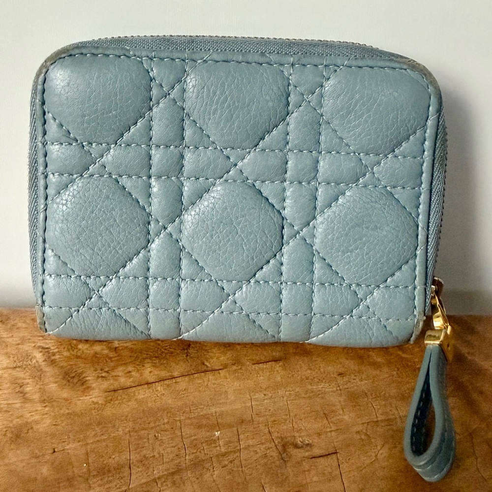 Dior Blue Cannage Compact Wallet - Picture 2 of 6